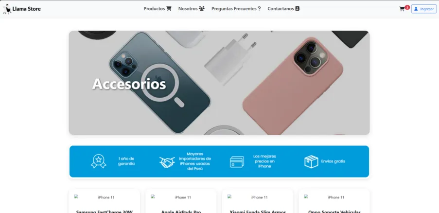Catálogo de accesorios de Llama Store