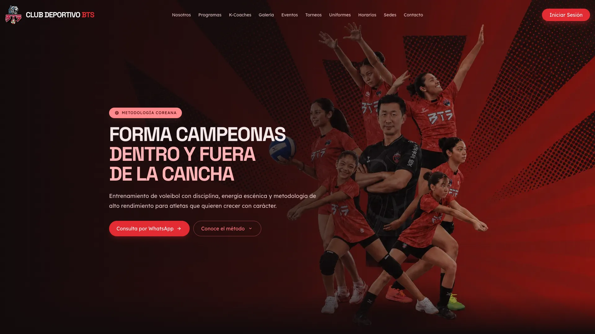Portal público comercial y presentación de metodología de Club Deportivo BTS